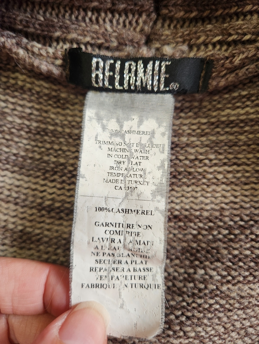 Belamie Y2K 100% Cashmere Draped Waterfall Cardigan Chunky Ribbed Knit Sweater S - Picture 3 of 3